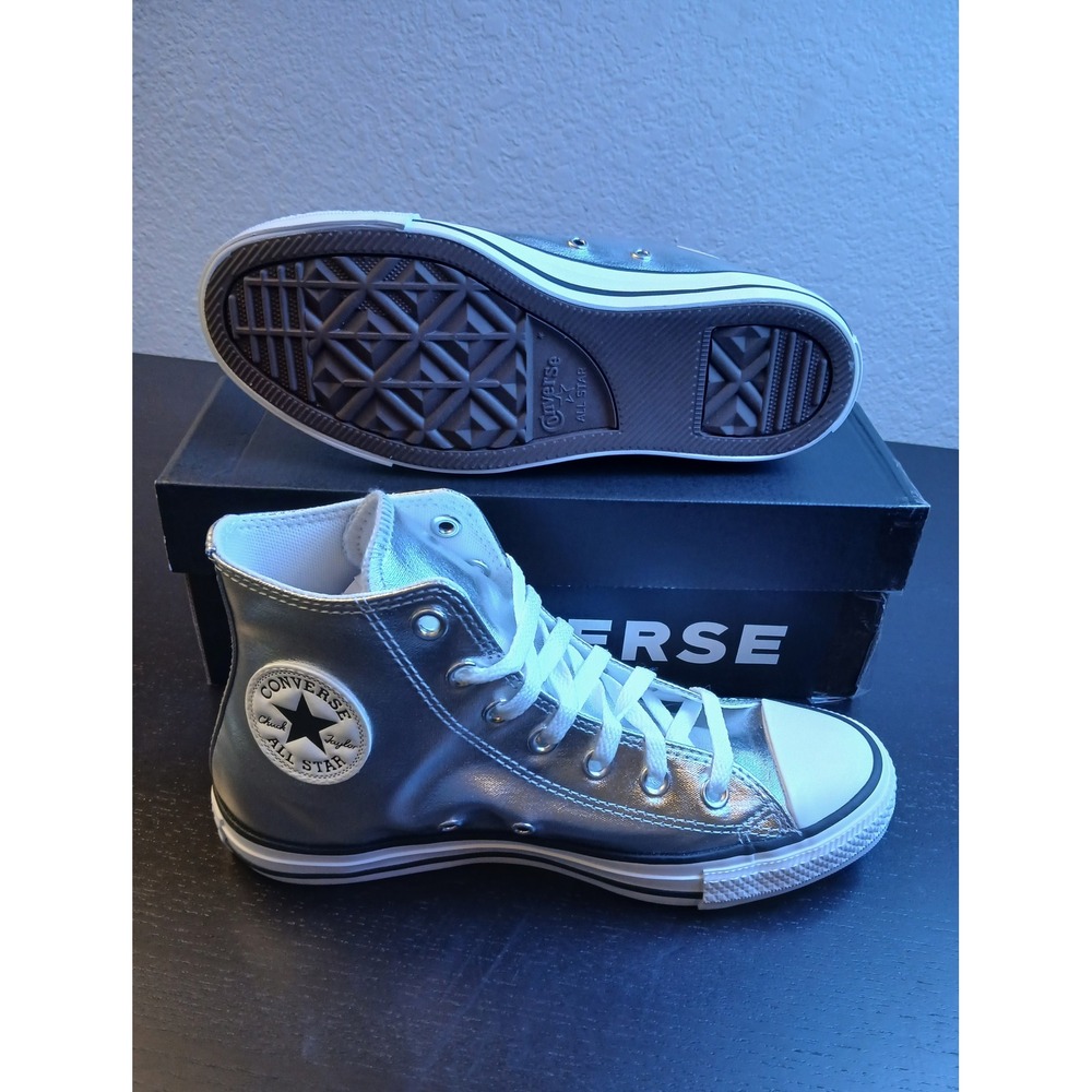 Converse Chuck Taylor All Star Hi Metallic Granite Silver Womens 7.5 A14875C New - Picture 9 of 12